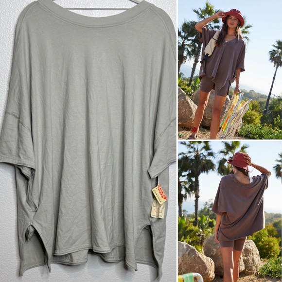 FP Movement by Free People Tops - NWT Free People Movement Hot Shot Reversible Tee Light Gray M